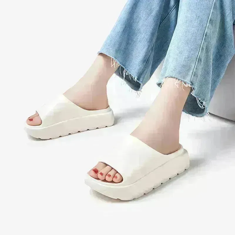 5.5cm Fish Mouth Shoes Floor Bathroom Home Slippers Outdoor Thick Soled Beach Slippers For Women