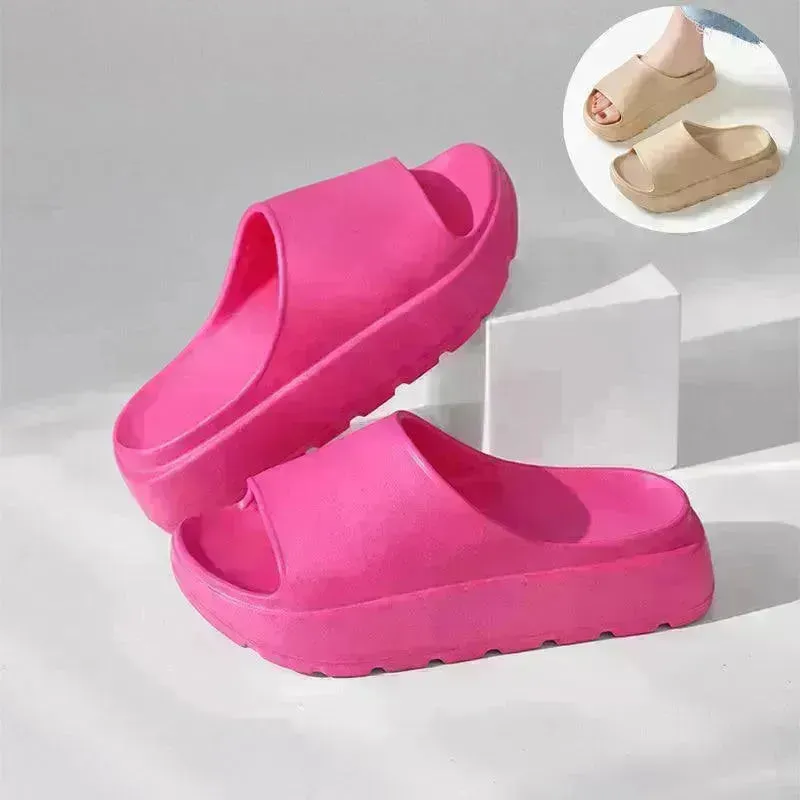 5.5cm Fish Mouth Shoes Floor Bathroom Home Slippers Outdoor Thick Soled Beach Slippers For Women