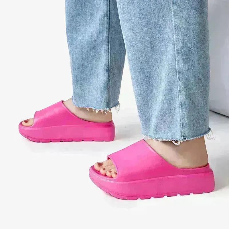 5.5cm Fish Mouth Shoes Floor Bathroom Home Slippers Outdoor Thick Soled Beach Slippers For Women