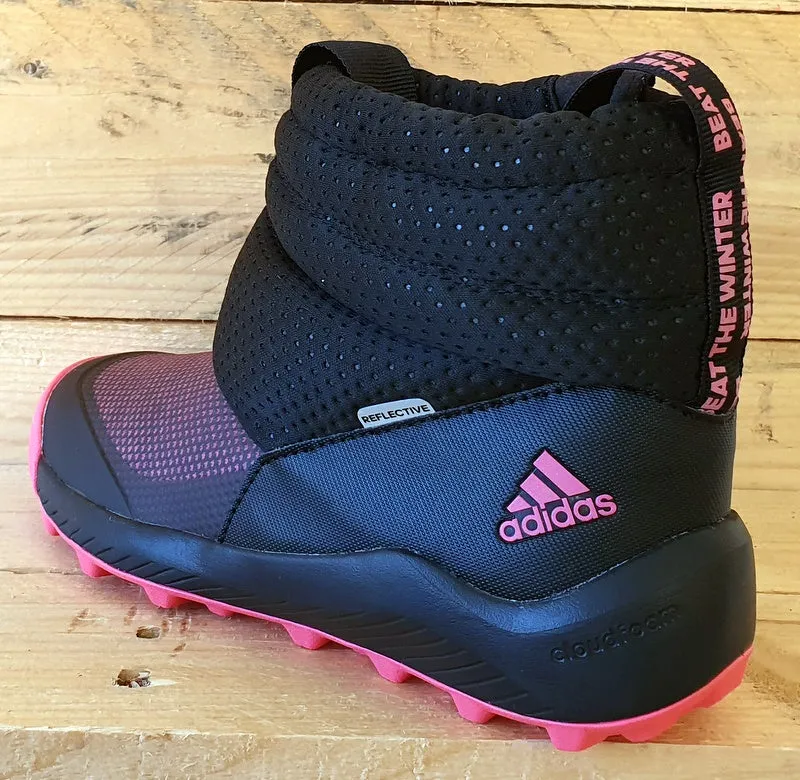 Adidas Rapida Snow Mid Textile Trainers UK2/US2.5/EU34 EE6172 Black/Pink