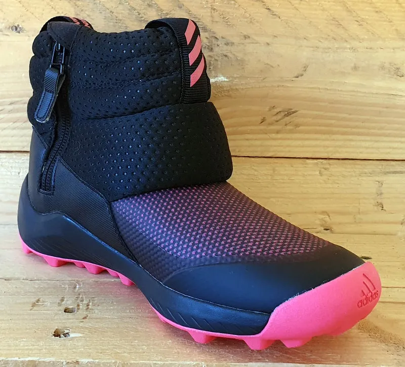 Adidas Rapida Snow Mid Textile Trainers UK2/US2.5/EU34 EE6172 Black/Pink