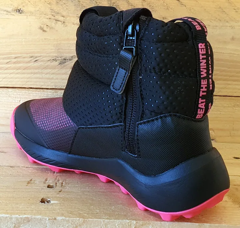 Adidas Rapida Snow Mid Textile Trainers UK2/US2.5/EU34 EE6172 Black/Pink
