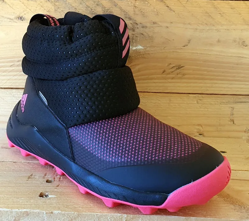 Adidas Rapida Snow Mid Textile Trainers UK2/US2.5/EU34 EE6172 Black/Pink