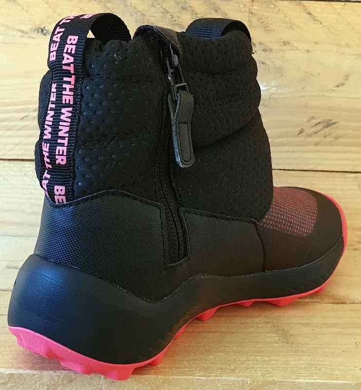 Adidas Rapida Snow Mid Textile Trainers UK2/US2.5/EU34 EE6172 Black/Pink