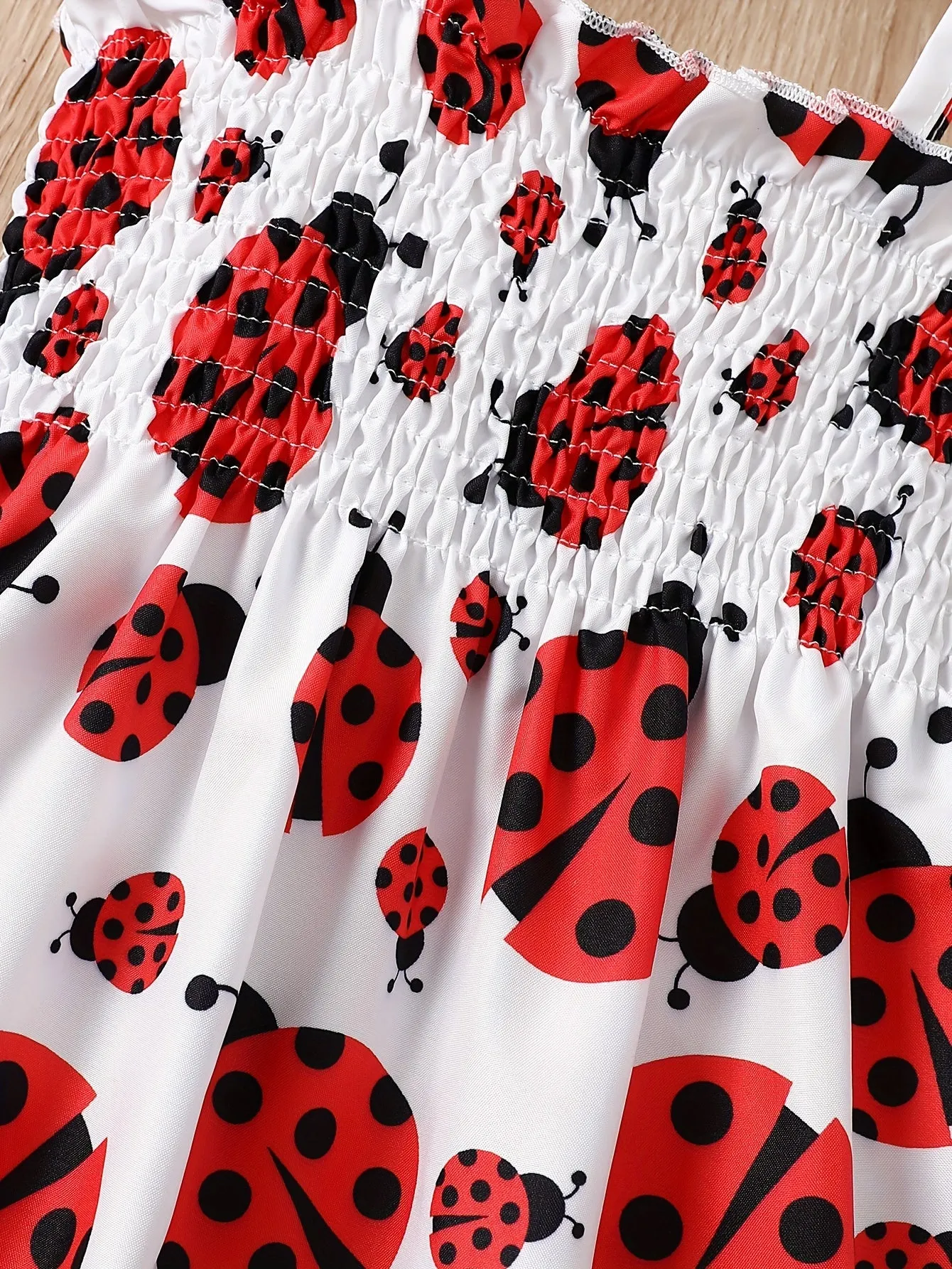 Adorable Ladybug Print Sleeveless Slip Dress - Fashionable Party & Beach Wear for Ladies - Ideal Summer Vacation Style