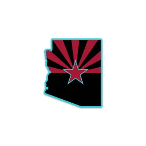 #AllAZ 2.5"x3" Decal - Red & Black W/ Teal