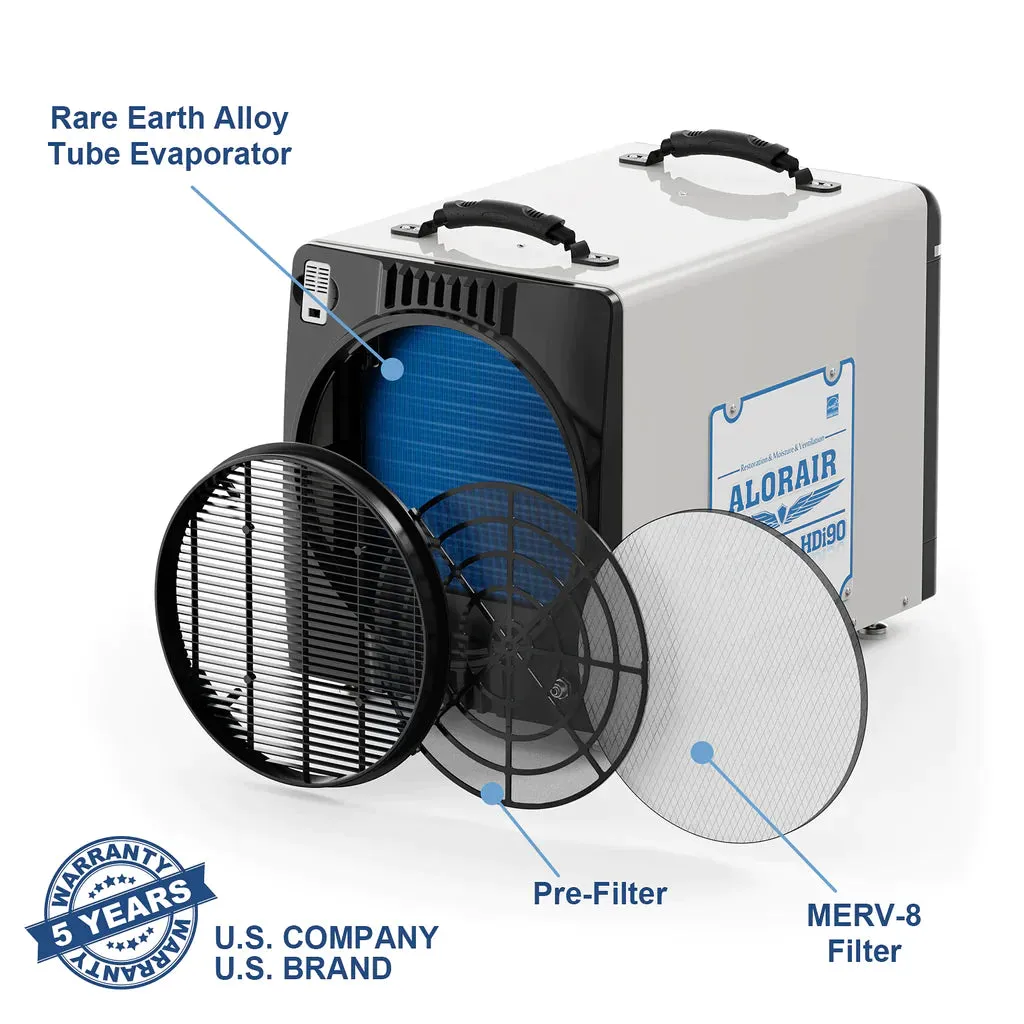 AlorAir Sentinel HDi90 Ductable Version 90 PPD Basement and Crawl Space Dehumidifier with Drain Hose and Pump