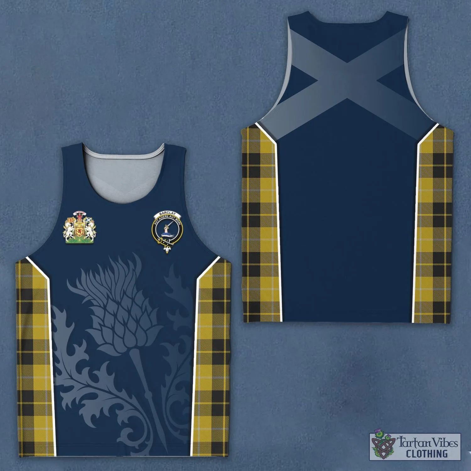 Barclay Dress Tartan Men's Tanks Top with Family Crest and Scottish Thistle Vibes Sport Style