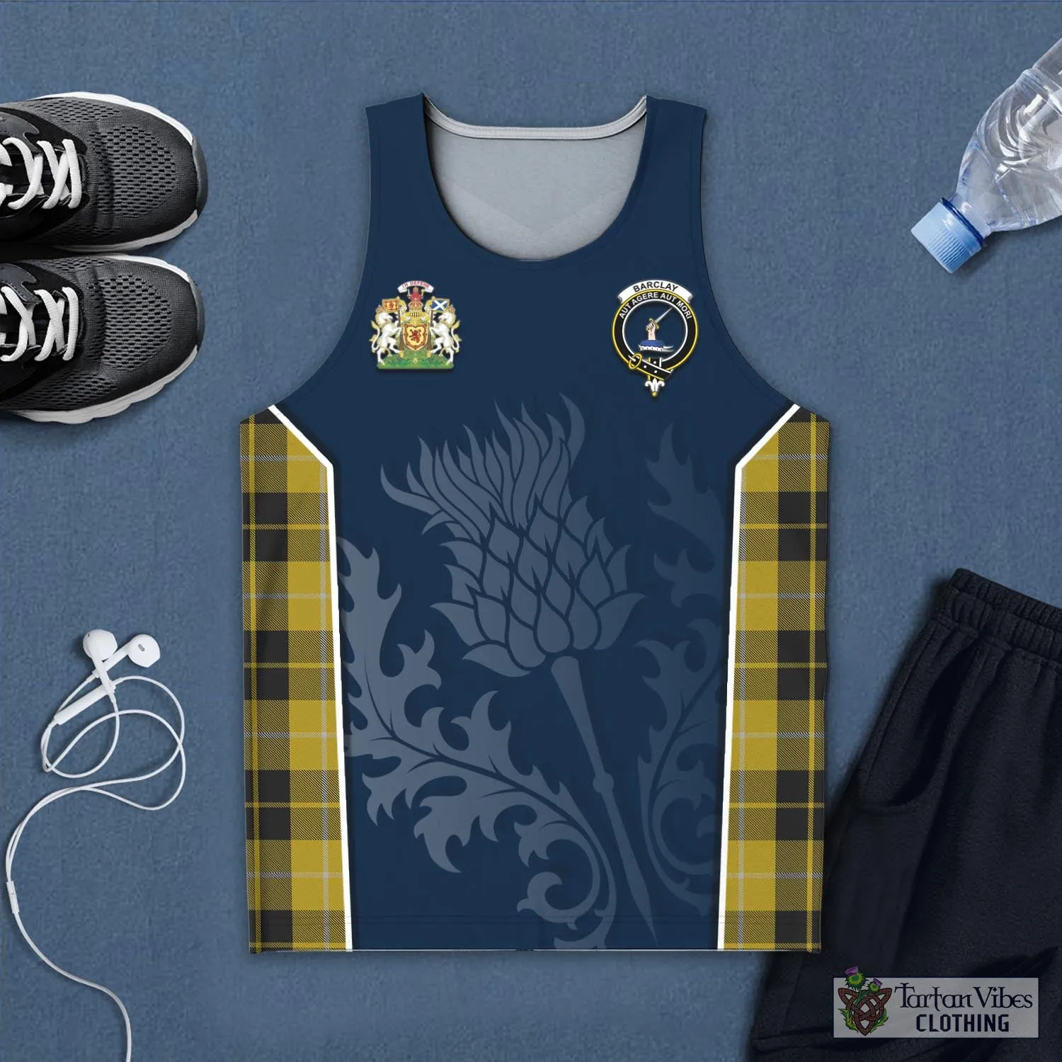 Barclay Dress Tartan Men's Tanks Top with Family Crest and Scottish Thistle Vibes Sport Style