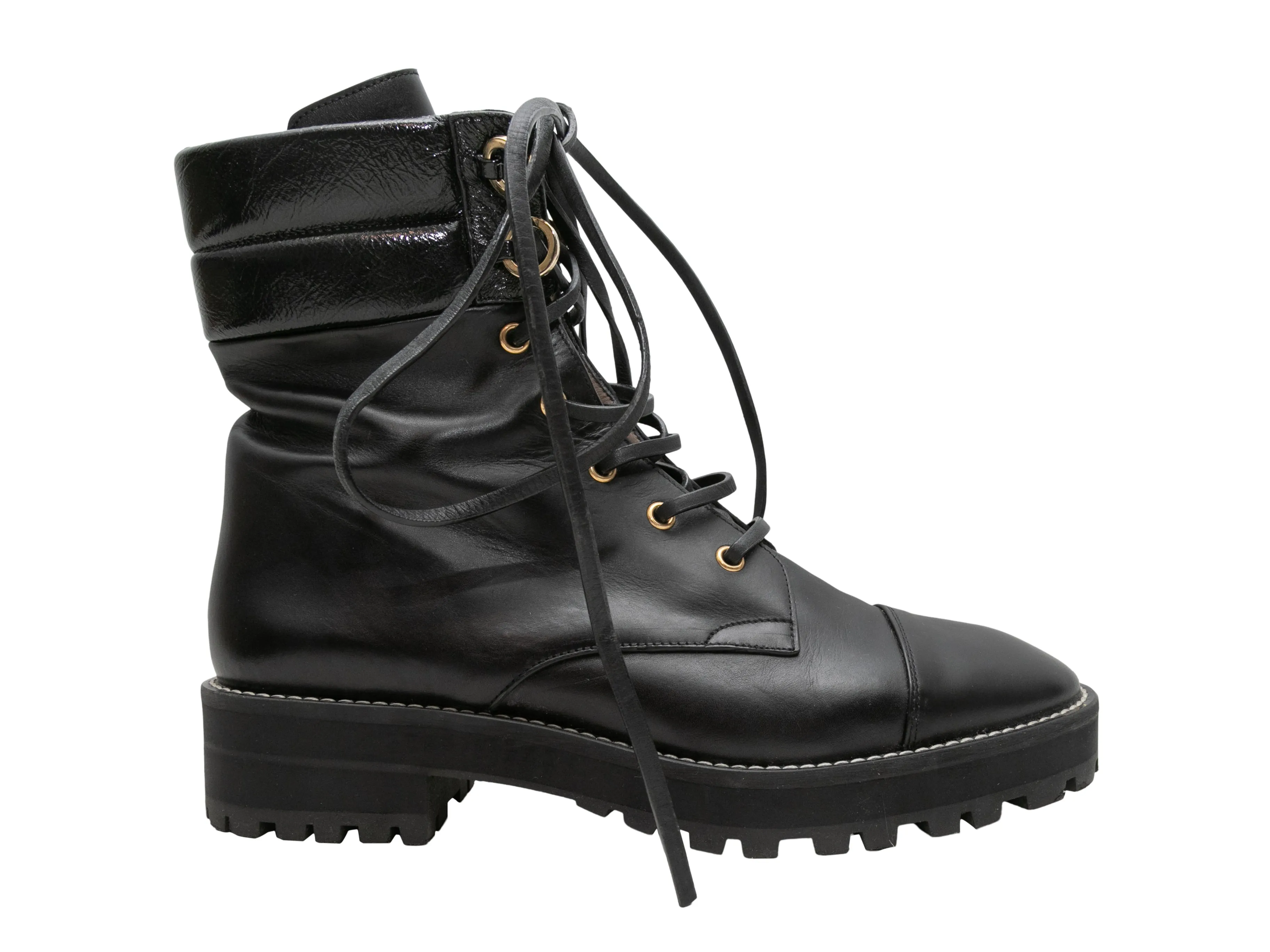 Black Stuart Weitzman Leather Combat Boots Size 10