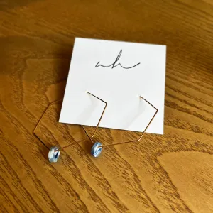 Blue Swirl Hexagon Hoop Earrings | AH Designs