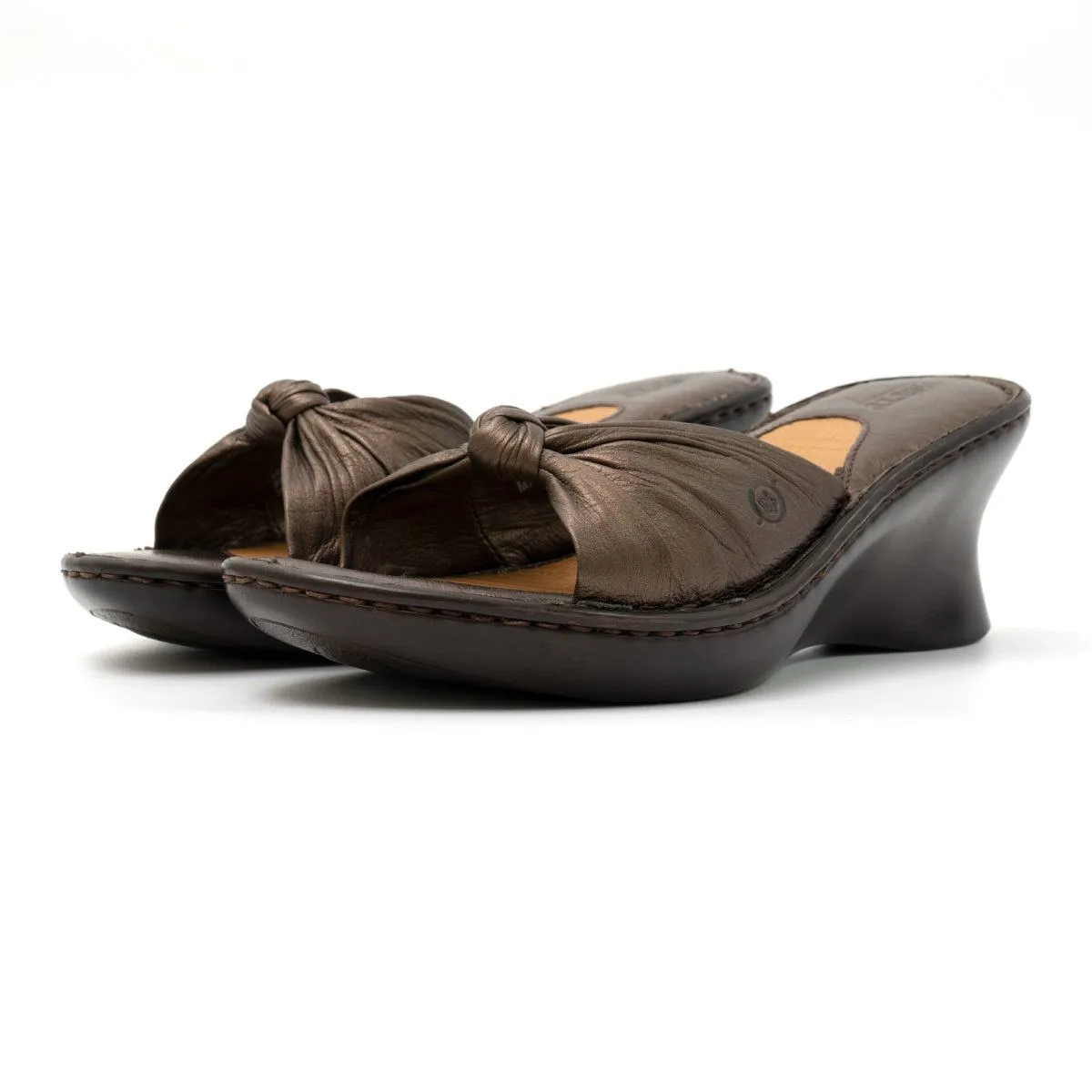 Born Wedge Sandals Leather Brown Colour For Women