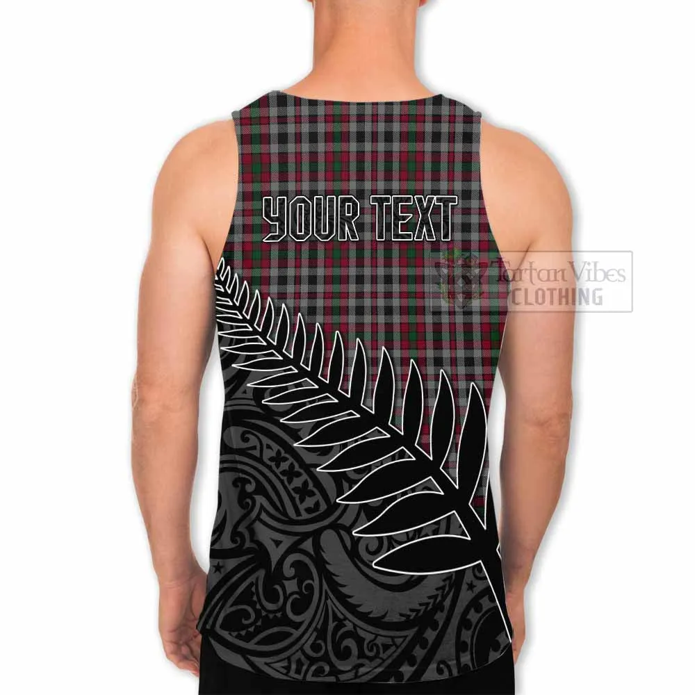Borthwick Crest Tartan Men's Tank Top with New Zealand Silver Fern Half Style