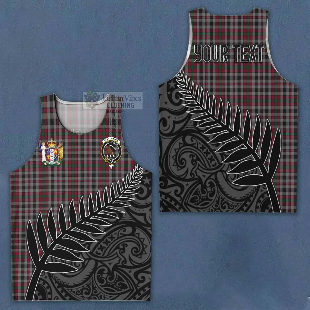 Borthwick Crest Tartan Men's Tank Top with New Zealand Silver Fern Half Style