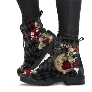 Combat Boots-Alice in Wonderland Gifts 33 Red Series, Birthday Gifts, Gift Idea, Women's Boots, Custom Shoes