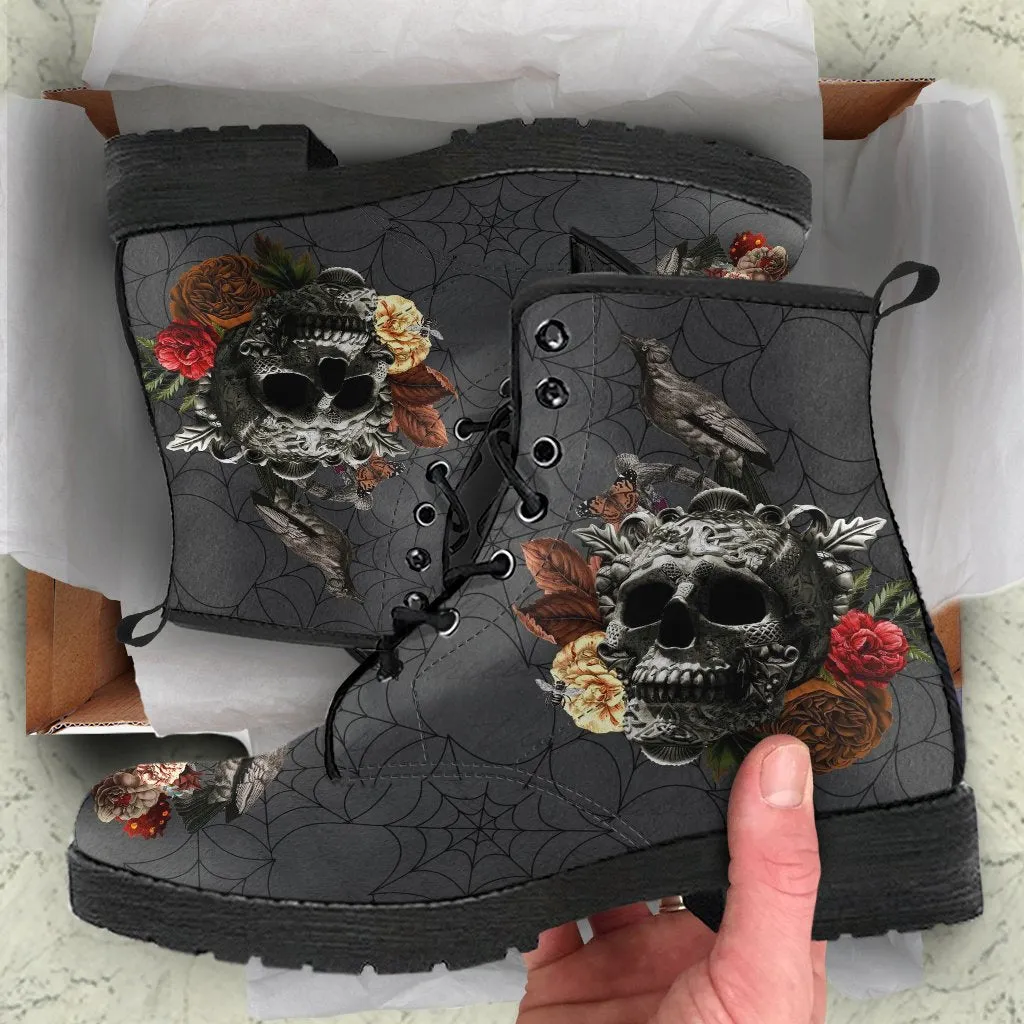 Combat Boots - Goth Shoes #31 Spiderweb Boots | Goth Boots, Gothic Boots, Custom Shoes, Vegan Leather Lace Up Boots, Handmade Lace Up Boots