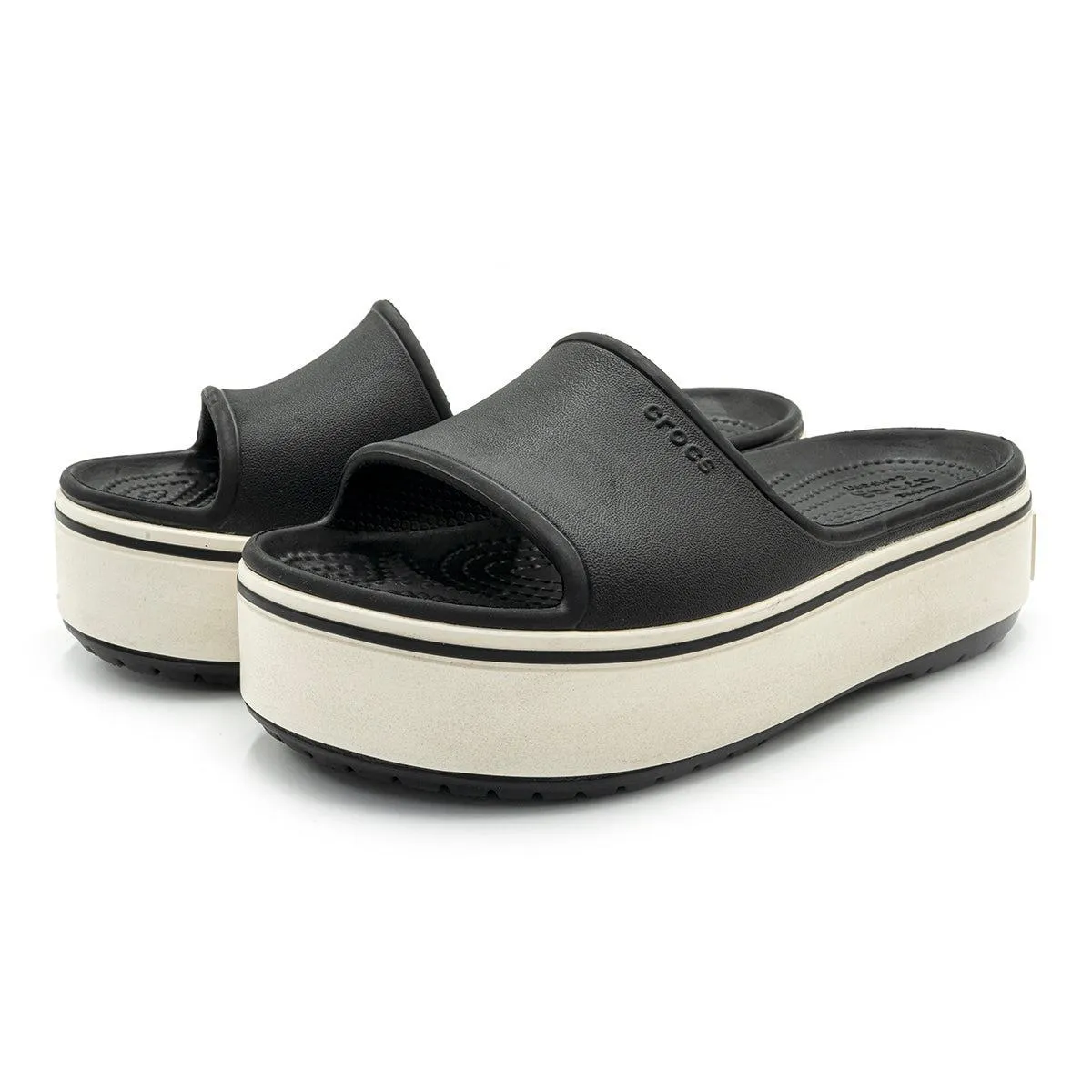 Crocs Platform Flat Sandals Rubber Black Colour For Kids