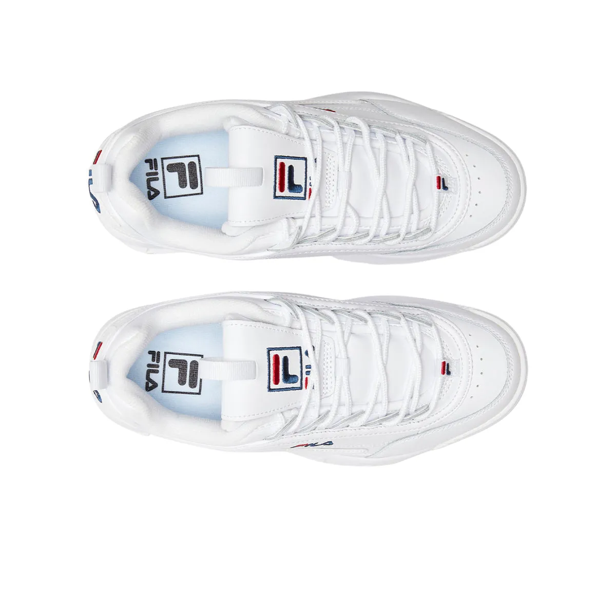 Fila Womens Disruptor II Premium Fashion Sneakers 5FM00002-125 White/Navy/Red