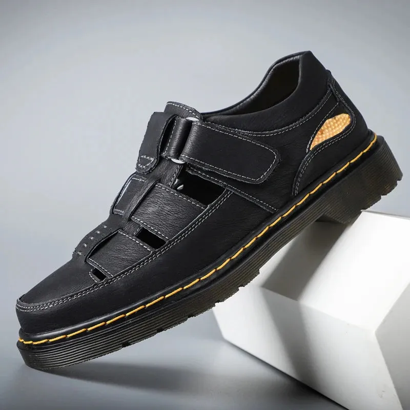 Hnzxzm Handmade Shoes Good Quality Sandals Waterproof Summer Casual Outdoor Sandals Comfortable Shoes for Men’s Daily Roman Beach Male