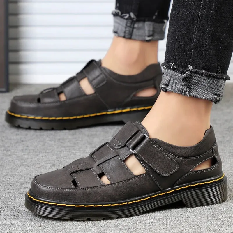 Hnzxzm Handmade Shoes Good Quality Sandals Waterproof Summer Casual Outdoor Sandals Comfortable Shoes for Men’s Daily Roman Beach Male