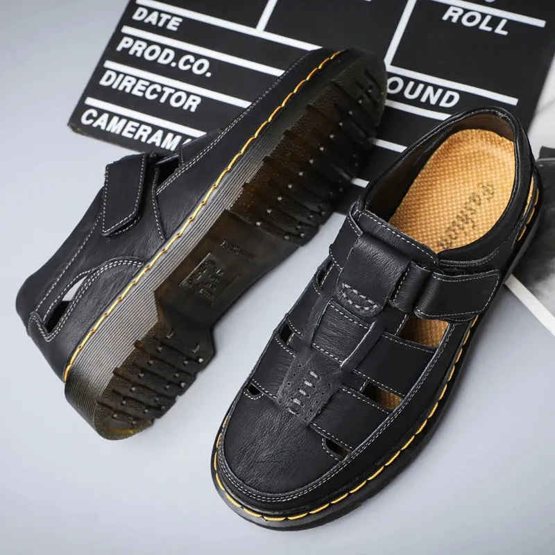 Hnzxzm Handmade Shoes Good Quality Sandals Waterproof Summer Casual Outdoor Sandals Comfortable Shoes for Men’s Daily Roman Beach Male