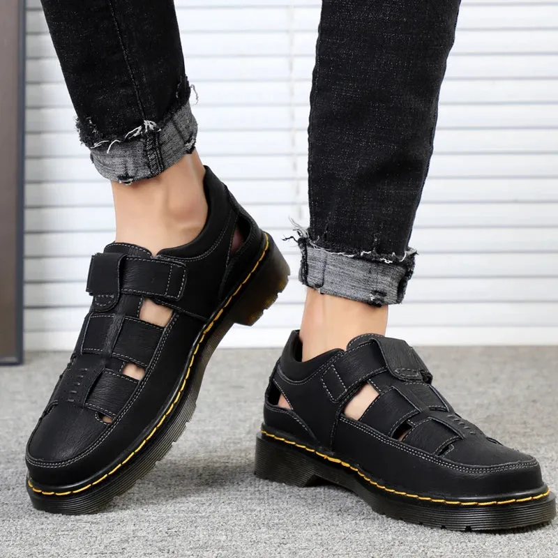 Hnzxzm Handmade Shoes Good Quality Sandals Waterproof Summer Casual Outdoor Sandals Comfortable Shoes for Men’s Daily Roman Beach Male