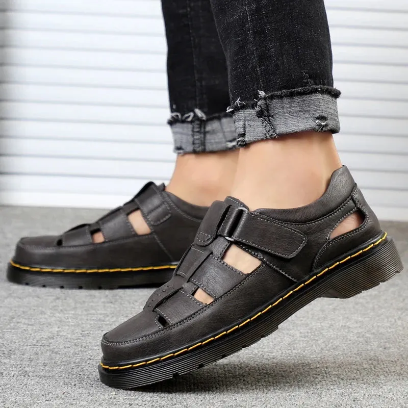 Hnzxzm Handmade Shoes Good Quality Sandals Waterproof Summer Casual Outdoor Sandals Comfortable Shoes for Men’s Daily Roman Beach Male