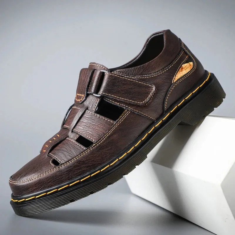 Hnzxzm Handmade Shoes Good Quality Sandals Waterproof Summer Casual Outdoor Sandals Comfortable Shoes for Men’s Daily Roman Beach Male