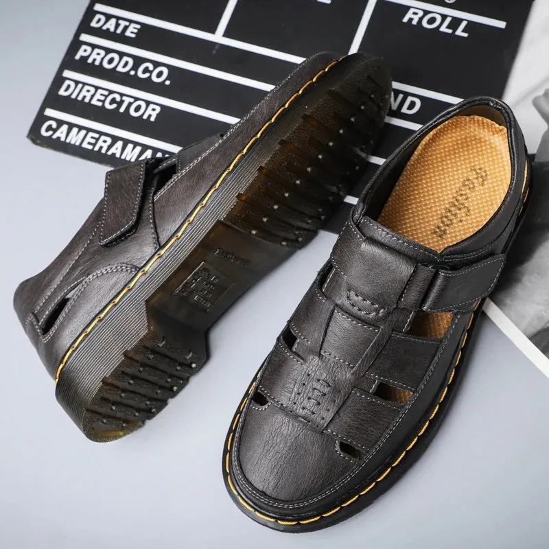 Hnzxzm Handmade Shoes Good Quality Sandals Waterproof Summer Casual Outdoor Sandals Comfortable Shoes for Men’s Daily Roman Beach Male