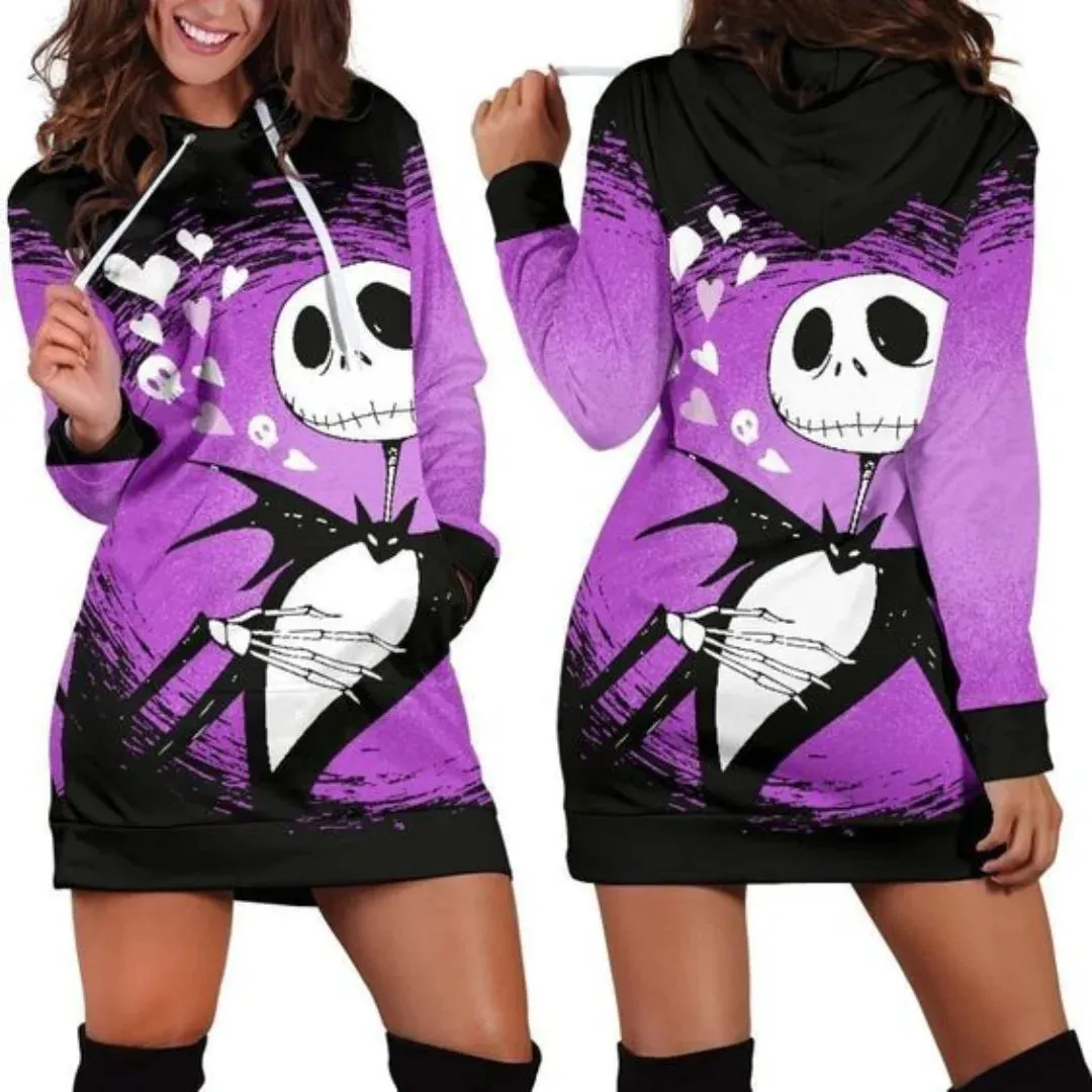 Jack Skellington Hoodie Dress Light Weight Sweater Dress Corpse Bride Dress with Hood 12 Design and Color Options