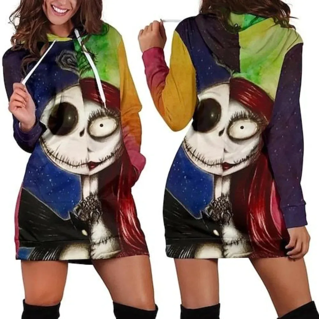 Jack Skellington Hoodie Dress Light Weight Sweater Dress Corpse Bride Dress with Hood 12 Design and Color Options
