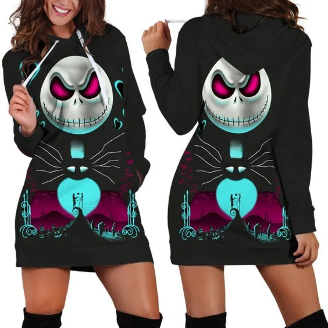 Jack Skellington Hoodie Dress Light Weight Sweater Dress Corpse Bride Dress with Hood 12 Design and Color Options
