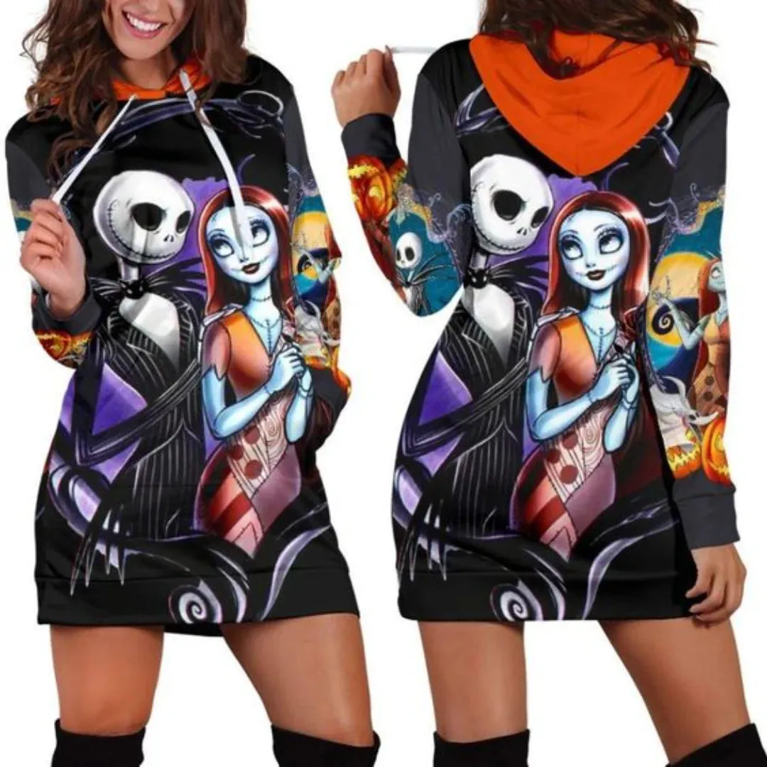 Jack Skellington Hoodie Dress Light Weight Sweater Dress Corpse Bride Dress with Hood 12 Design and Color Options