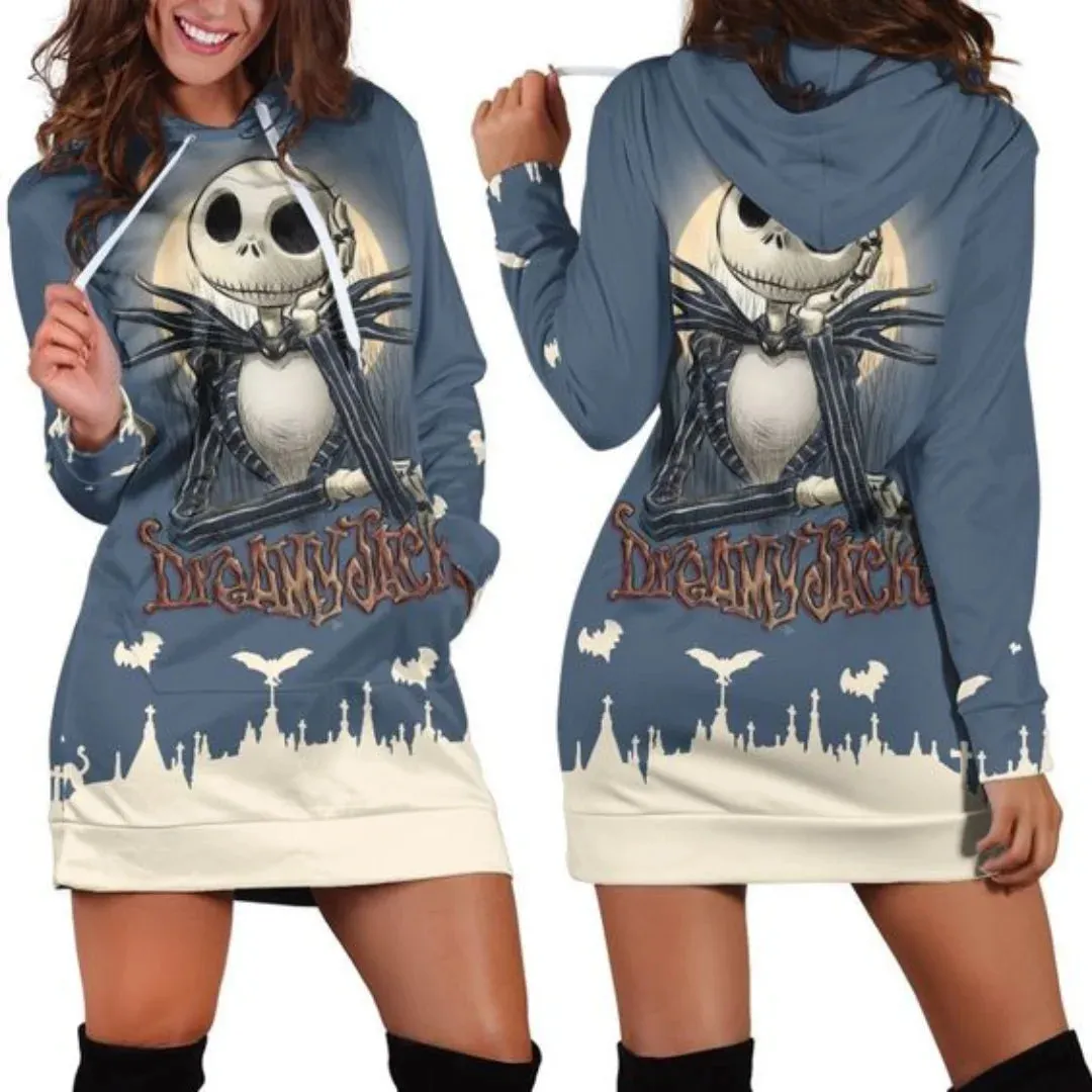 Jack Skellington Hoodie Dress Light Weight Sweater Dress Corpse Bride Dress with Hood 12 Design and Color Options