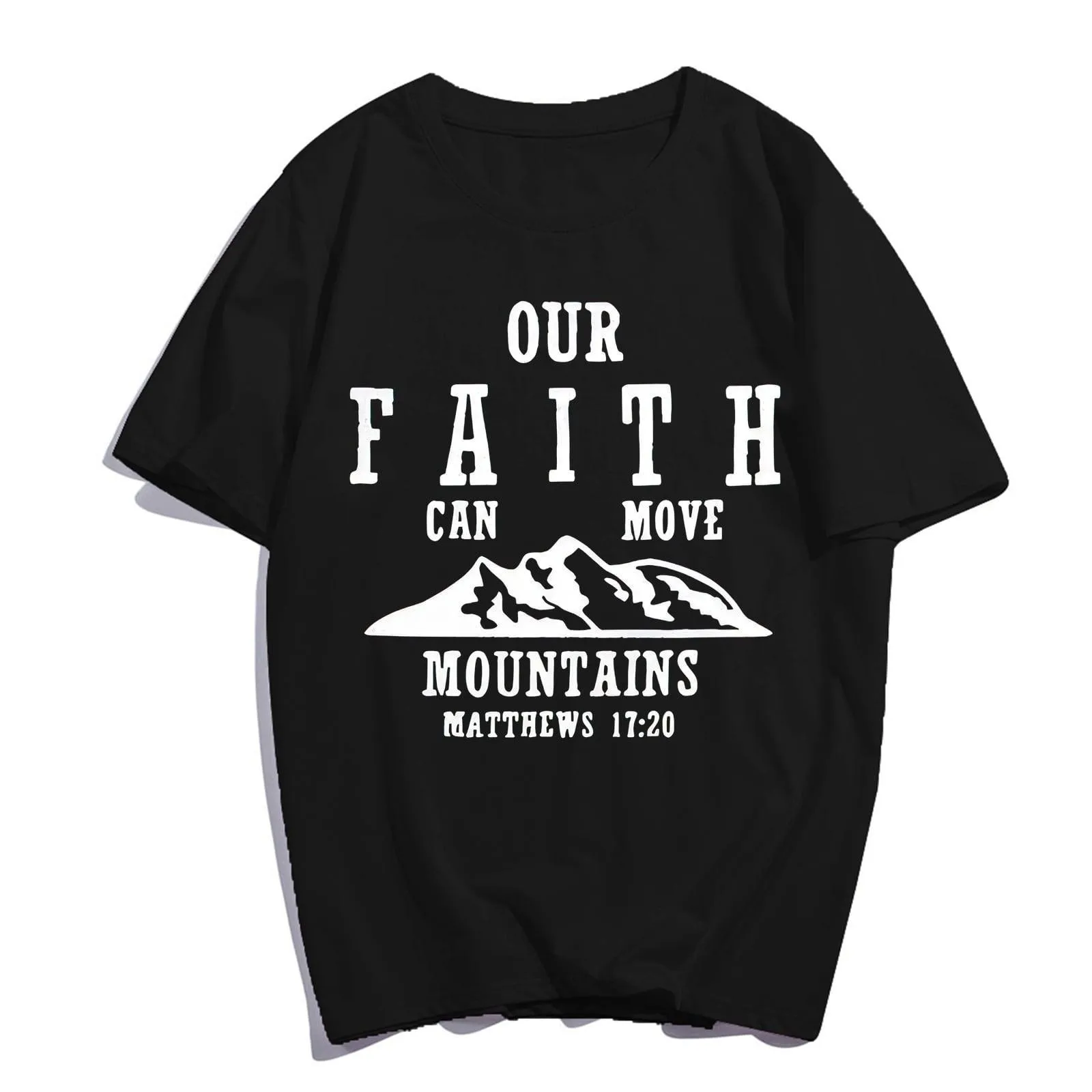 Jesus T-Shirt Pray Faith Casual Christ Women Men Christian Cross Graphics Summer Tops Gift Tee Black Large