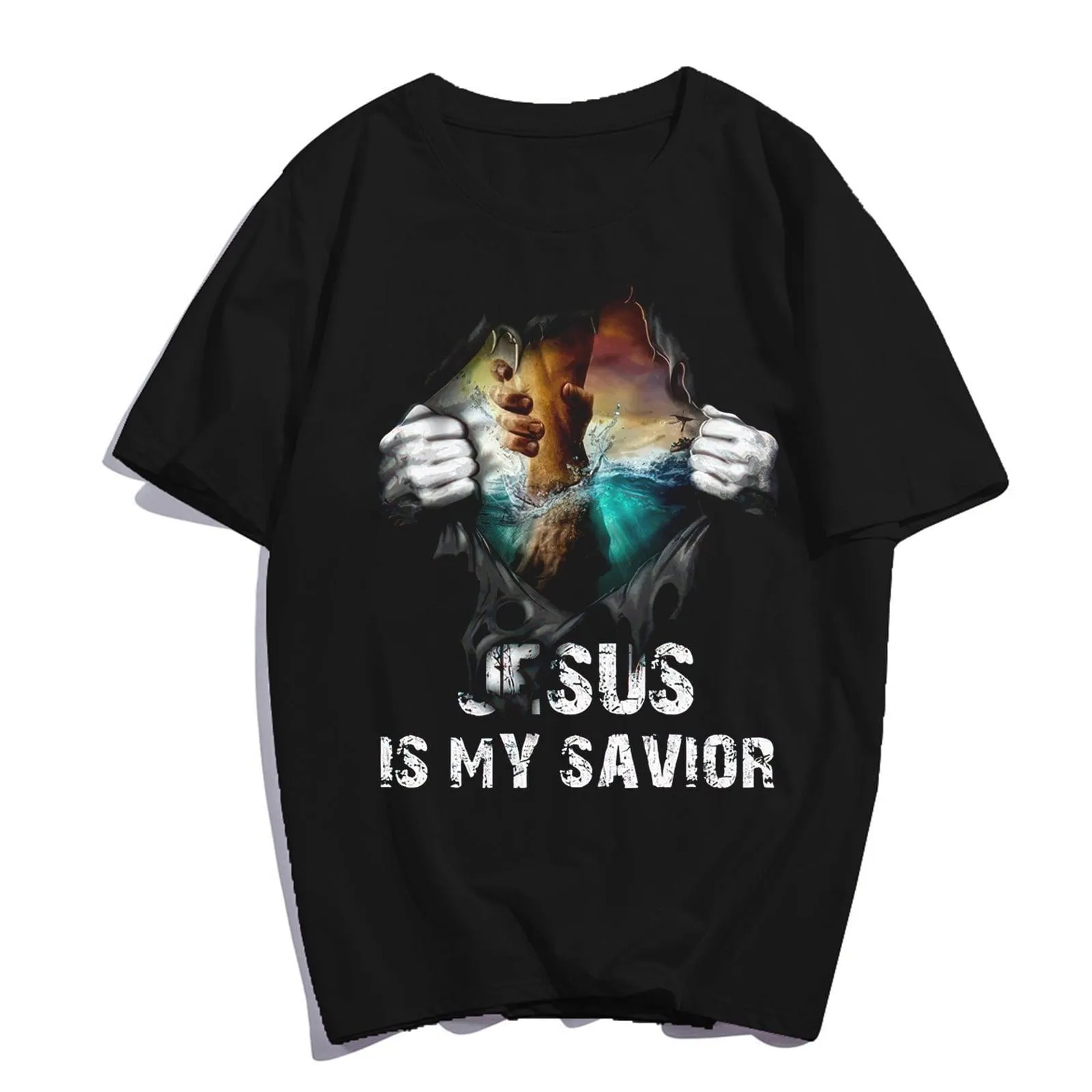 Jesus T-Shirt Pray Faith Casual Christ Women Men Christian Cross Graphics Summer Tops Gift Tee Black Large