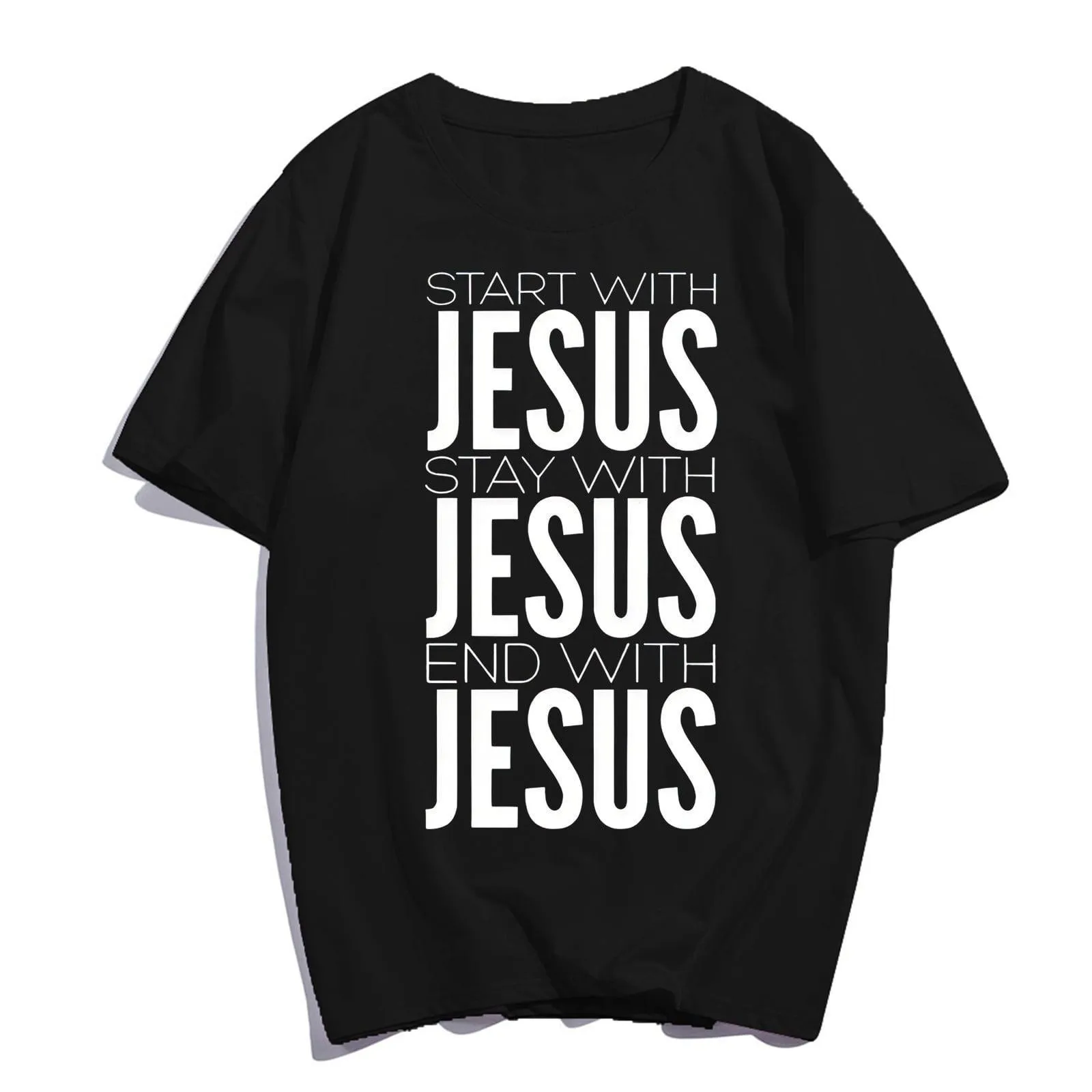 Jesus T-Shirt Pray Faith Casual Christ Women Men Christian Cross Graphics Summer Tops Gift Tee Black Large