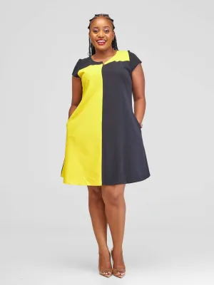 Jolly Fancy Wear Aika Shift Dress - Black / Yellow