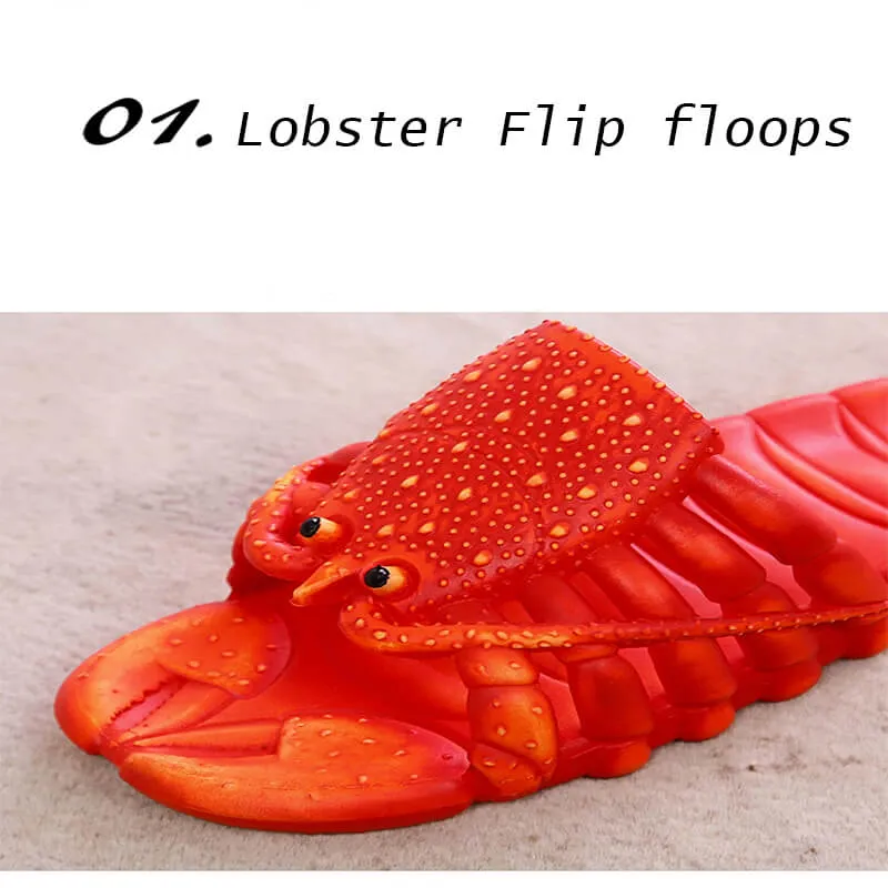 Lobster Flip floops Funny Sandals Slippers Unisex Lobster Shoes Pool Beach Party Fish for Women Men & Kid
