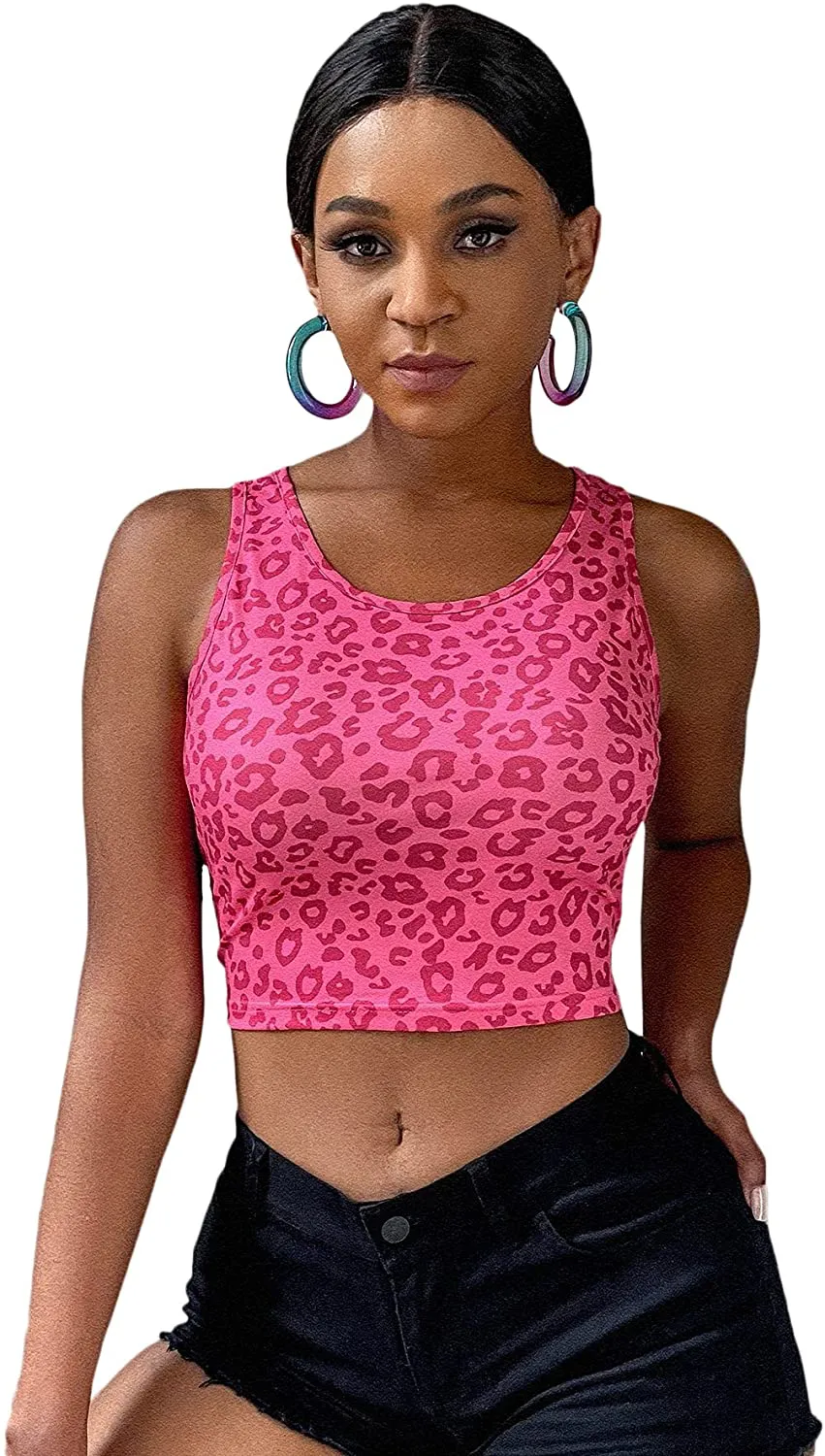 MakeMeChic Women's Casual Lettuce Trim Sleeveless Solid Tank Crop Top