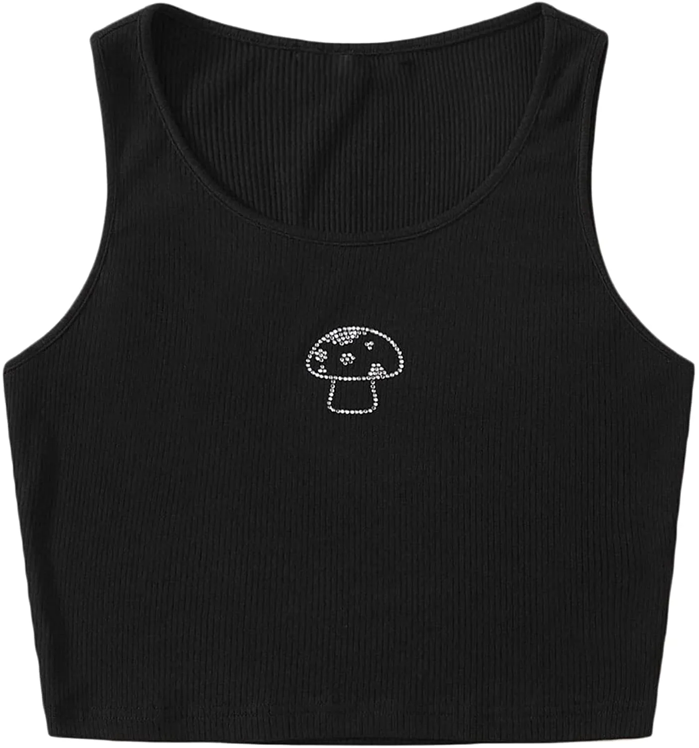 MakeMeChic Women's Casual Lettuce Trim Sleeveless Solid Tank Crop Top