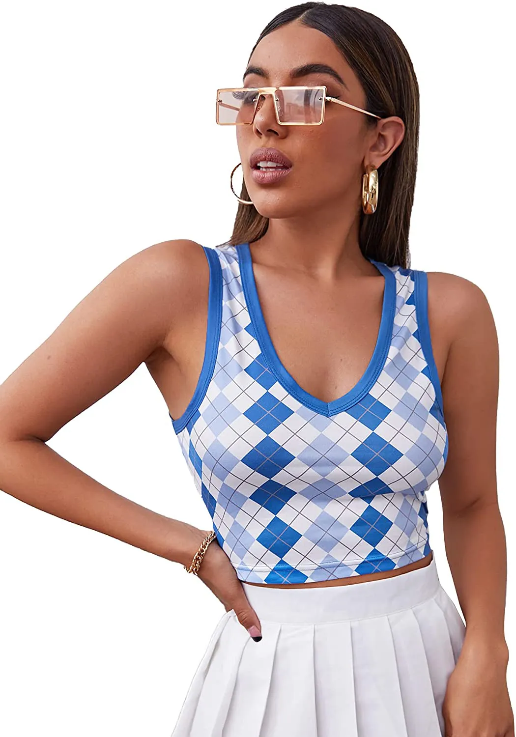 MakeMeChic Women's Casual Lettuce Trim Sleeveless Solid Tank Crop Top
