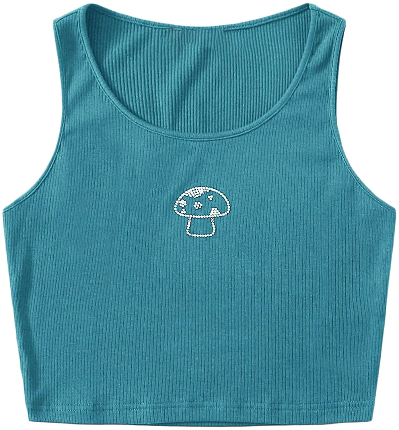 MakeMeChic Women's Casual Lettuce Trim Sleeveless Solid Tank Crop Top