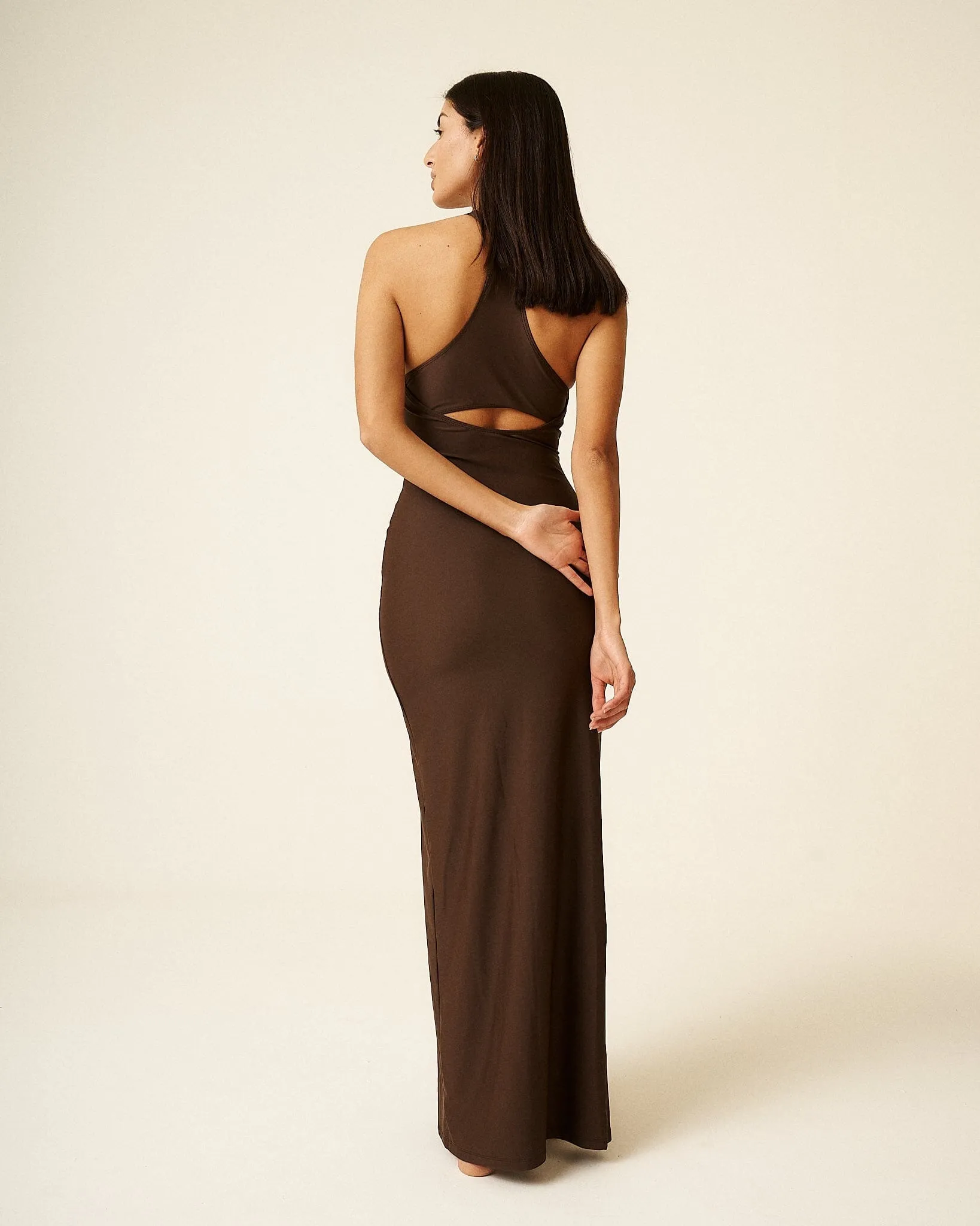 Olivia Halter Dress in Chocolate (Limited Edition)
