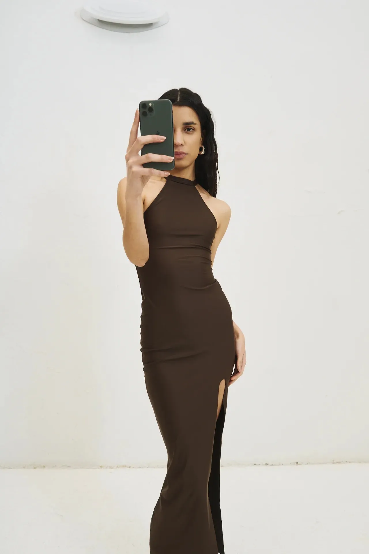 Olivia Halter Dress in Chocolate (Limited Edition)