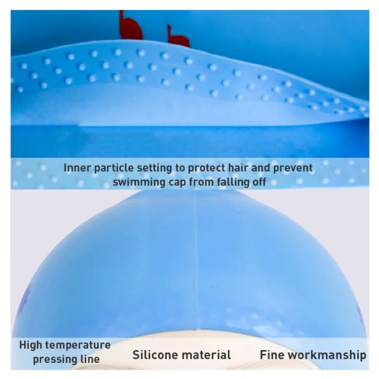 Printed Silicone Swimming Cap Waterproof Swimming Cap for Long Hair, Size:One Size(Navy Blue)