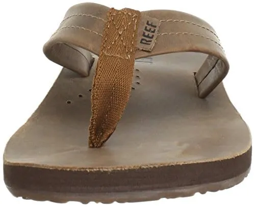 Reef Men's Leather Sandals Draftsmen | Bottle Opener Flip Flops For Men With Soft Cushion Footbed, Bronze Brown, 10