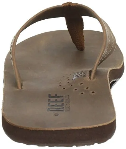 Reef Men's Leather Sandals Draftsmen | Bottle Opener Flip Flops For Men With Soft Cushion Footbed, Bronze Brown, 10