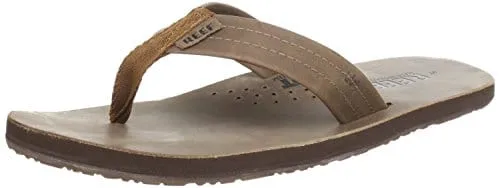 Reef Men's Leather Sandals Draftsmen | Bottle Opener Flip Flops For Men With Soft Cushion Footbed, Bronze Brown, 10