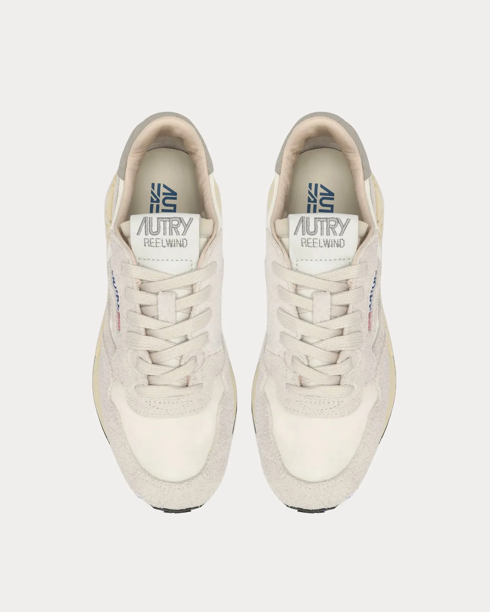 Reelwind Nylon & Suede White Low Top Sneakers